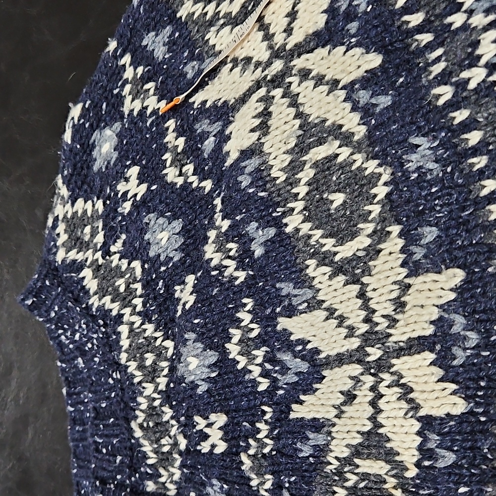 Eddie Bauer Womens Blue Knit Vintage Zip Up Sweater Size M Snowflake Winter - Picture 8 of 9